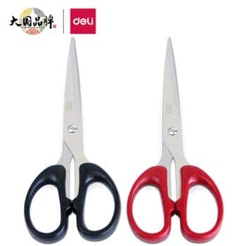 得力(deli)180mm办公家用生活剪刀1把办公用品红色6009	